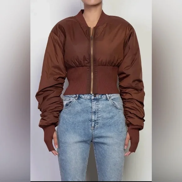 Brown Baddie Crop Jacket - Picture 4 of 8